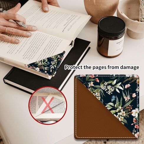 إشارات مرجعية جلدية لطيفة، إشارة مرجعية للزاوية على شكل مثلث ممتع، ملحقات الكتب لقراءة محبي الكتب، علامات صفحة غير قابلة للكسر للنساء والرجال وزهور مائية in Saudi Arabia