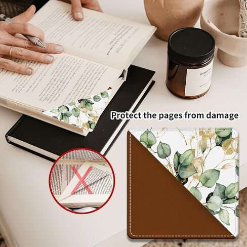 إشارات مرجعية جلدية لطيفة، إشارة مرجعية للزاوية على شكل مثلث ممتع، ملحقات الكتب لقراءة محبي الكتب، علامات صفحة غير قابلة للكسر للنساء والرجال وزهور مائية in Saudi Arabia