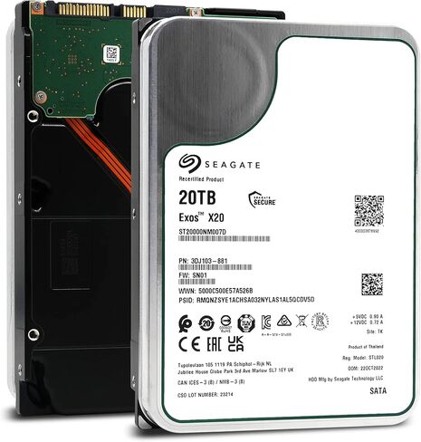 Seagate Exos X20 20TB SATA HDD SATA 6 جيجابايت/ثانية 7200 دورة في الدقيقة (ST20000NM007D) (2 حزمة) (متجدد) in Saudi Arabia