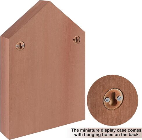 House Shaped Wooden Shadow Cubby Box 10 W x 2 1/4 D x 15 H Hanging Display Shelf Organizer Wall Mounted Curio Cabinet Wooden Display Case Miniature Display Shelf for Figures (Wood Color) in Kuwait