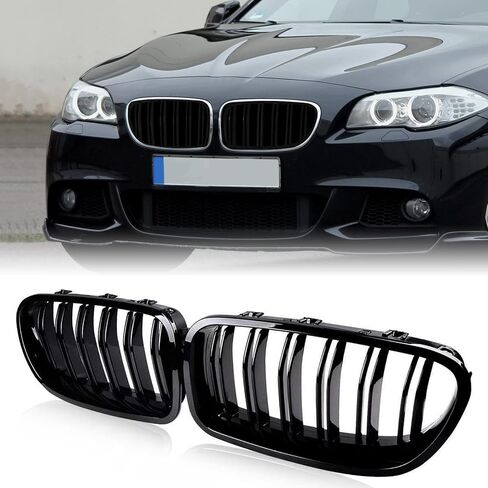 شبكة شواء F10، شبكة أمامية ATPOEN شرائح مزدوجة لسيارات BMW 5 Series F10 F11 F18 M5 535i 525i 528i 2010 2011 2012 2013 2014 2015 2016 2017 أسود لامع in Kuwait