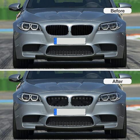 شبكة شواء F10، شبكة أمامية ATPOEN شرائح مزدوجة لسيارات BMW 5 Series F10 F11 F18 M5 535i 525i 528i 2010 2011 2012 2013 2014 2015 2016 2017 أسود لامع in Kuwait