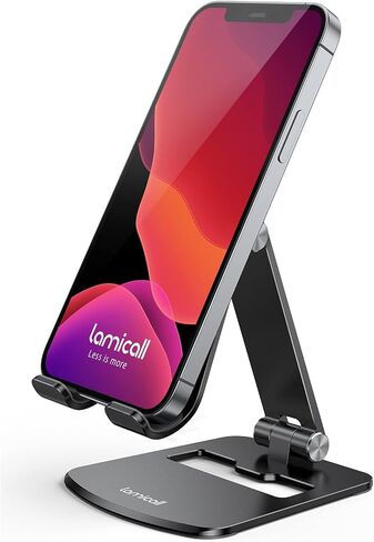Lamicall [𝙐𝙥𝙜𝙧𝙖𝙙𝙚𝙙] Cell Phone Stand for Desk - Aluminum Stable Large Base for Desk, Superb Surface Craftsmanship, Portable Cell Phone Dock, for iPhone and 4 to 10" Cellphone in Saudi Arabia