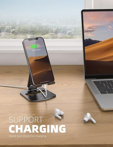 Lamicall [𝙐𝙥𝙜𝙧𝙖𝙙𝙚𝙙] Cell Phone Stand for Desk - Aluminum Stable Large Base for Desk, Superb Surface Craftsmanship, Portable Cell Phone Dock, for iPhone and 4 to 10" Cellphone in Saudi Arabia