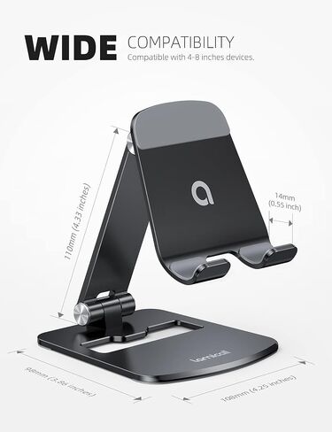 Lamicall [𝙐𝙥𝙜𝙧𝙖𝙙𝙚𝙙] Cell Phone Stand for Desk - Aluminum Stable Large Base for Desk, Superb Surface Craftsmanship, Portable Cell Phone Dock, for iPhone and 4 to 10" Cellphone in Saudi Arabia