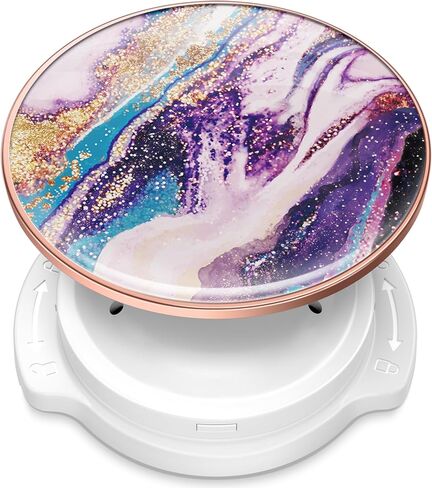GVIEWIN Marble Glitter Phone Grip with Foldable Kickstand, Soft Plastic Cell Phone Grip Stand Holder for iPhone 15 Pro Max/15 Plus/14/13/12 & Galaxy S24/S23 Ultra and Other Phones(Quicksand/Purple) in Saudi Arabia