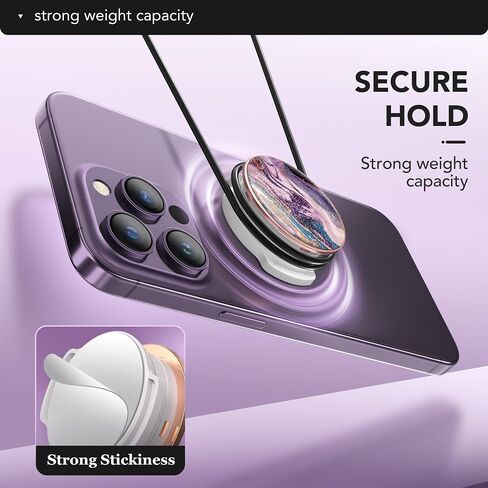 GVIEWIN Marble Glitter Phone Grip with Foldable Kickstand, Soft Plastic Cell Phone Grip Stand Holder for iPhone 15 Pro Max/15 Plus/14/13/12 & Galaxy S24/S23 Ultra and Other Phones(Quicksand/Purple) in Saudi Arabia