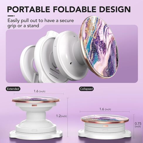 GVIEWIN Marble Glitter Phone Grip with Foldable Kickstand, Soft Plastic Cell Phone Grip Stand Holder for iPhone 15 Pro Max/15 Plus/14/13/12 & Galaxy S24/S23 Ultra and Other Phones(Quicksand/Purple) in Saudi Arabia
