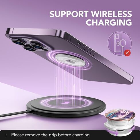 GVIEWIN Marble Glitter Phone Grip with Foldable Kickstand, Soft Plastic Cell Phone Grip Stand Holder for iPhone 15 Pro Max/15 Plus/14/13/12 & Galaxy S24/S23 Ultra and Other Phones(Quicksand/Purple) in Saudi Arabia