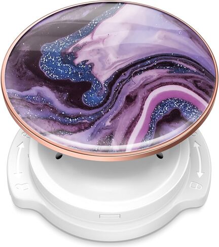 GVIEWIN Marble Glitter Phone Grip with Foldable Kickstand, Soft Plastic Cell Phone Grip Stand Holder for iPhone 15 Pro Max/15 Plus/14/13/12 & Galaxy S24/S23 Ultra and Other Phones(Quicksand/Purple) in Saudi Arabia