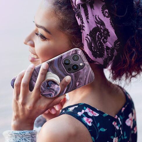 GVIEWIN Marble Glitter Phone Grip with Foldable Kickstand, Soft Plastic Cell Phone Grip Stand Holder for iPhone 15 Pro Max/15 Plus/14/13/12 & Galaxy S24/S23 Ultra and Other Phones(Quicksand/Purple) in Saudi Arabia