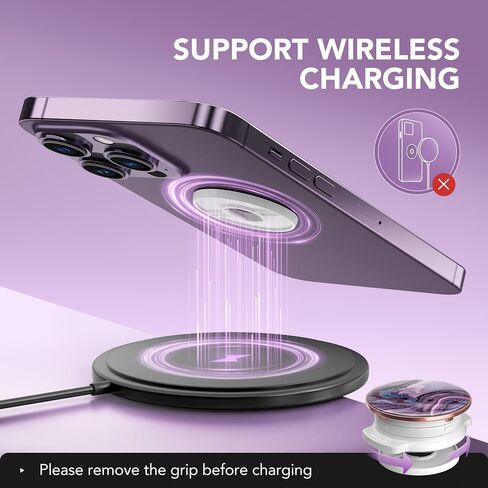 GVIEWIN Marble Glitter Phone Grip with Foldable Kickstand, Soft Plastic Cell Phone Grip Stand Holder for iPhone 15 Pro Max/15 Plus/14/13/12 & Galaxy S24/S23 Ultra and Other Phones(Quicksand/Purple) in Saudi Arabia