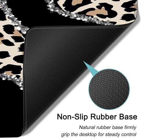 Extended Gaming Mouse Pad 31.5x11.8 Big Desk Mat, Ergonomic Memory Foam Keyboard Wrist Rest Support, for Home Laptop Office Desk Pad with Non-Slip Base, Gold Black Leopard Print Large Mouse Pad in Saudi Arabia