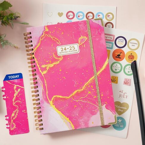 GNILLKO 2024-2025 Monthly Planner, Daily Planner 2024-2025 with Tabs, July 2024- June 2025 Weekly/Monthly Planner, 2024-2025 Planner with Color Pen, Sticky Notes, Stickers, Elastic Closure, Inner Pocket, Round Corner, 8.5" x 6.2"-Pink in Saudi Arabia