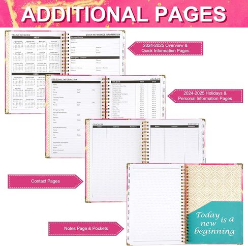 GNILLKO 2024-2025 Monthly Planner, Daily Planner 2024-2025 with Tabs, July 2024- June 2025 Weekly/Monthly Planner, 2024-2025 Planner with Color Pen, Sticky Notes, Stickers, Elastic Closure, Inner Pocket, Round Corner, 8.5" x 6.2"-Pink in Saudi Arabia