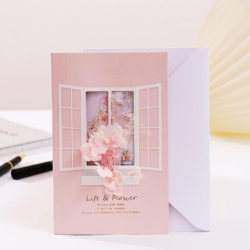 4 Thank You Cards with Envelopes, 4.3 "x6.7, Handmade Real Flower Greeting Cards, Suitable for Various Occasions, with Interesting Stickers. in Saudi Arabia