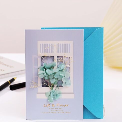 4 Thank You Cards with Envelopes, 4.3 "x6.7, Handmade Real Flower Greeting Cards, Suitable for Various Occasions, with Interesting Stickers. in Saudi Arabia