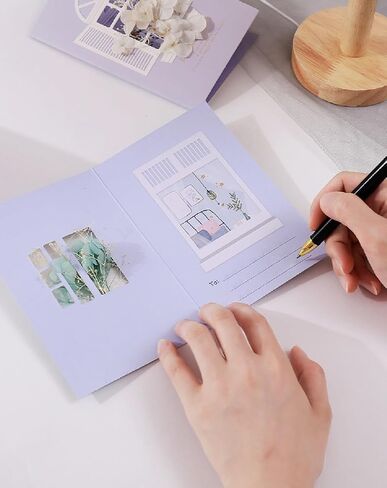 4 Thank You Cards with Envelopes, 4.3 "x6.7, Handmade Real Flower Greeting Cards, Suitable for Various Occasions, with Interesting Stickers. in Saudi Arabia