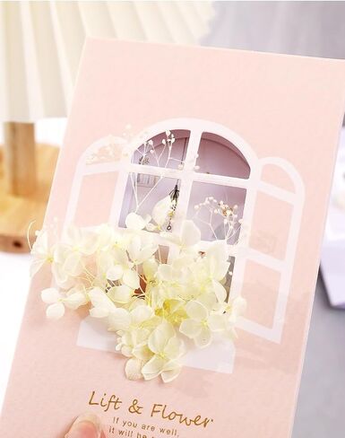 4 Thank You Cards with Envelopes, 4.3 "x6.7, Handmade Real Flower Greeting Cards, Suitable for Various Occasions, with Interesting Stickers. in Saudi Arabia