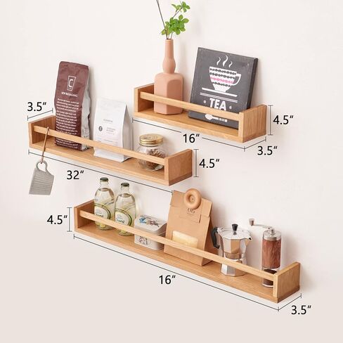 Floating Shelves, Oak Nursery Floating Shelves for Wall Mounted, Wall Bookshelf for Kids,Hanging Shelf for Baby Nursery Room Decor Kitchen, Natural Wood Wall Shelves,32 Inch in Saudi Arabia