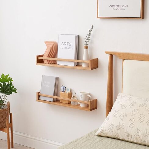 Floating Shelves, Oak Nursery Floating Shelves for Wall Mounted, Wall Bookshelf for Kids,Hanging Shelf for Baby Nursery Room Decor Kitchen, Natural Wood Wall Shelves,32 Inch in Saudi Arabia