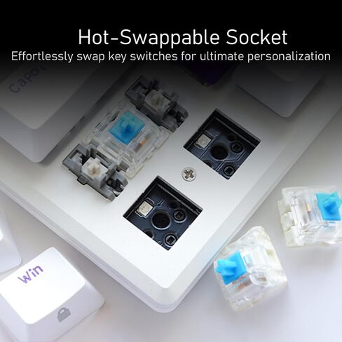 iRocks K74R Wireless RGB Rechargeable Illuminated Mechanical Gaming Keboard, Hot-Swappable Gateron Switches, Easy-to-Clean Floating Design, PBT 107 Keys NKRO, Detachable USB-C Cable - White Amethyst in Saudi Arabia