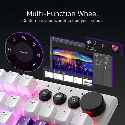 iRocks K74R Wireless RGB Rechargeable Illuminated Mechanical Gaming Keboard, Hot-Swappable Gateron Switches, Easy-to-Clean Floating Design, PBT 107 Keys NKRO, Detachable USB-C Cable - White Amethyst in Saudi Arabia