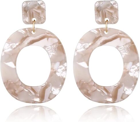 Fashion Oval Acrylic Dangle Statement Earrings for Women Girls Geometrical Dangling Drop Large Studs Earring Boho Jewelry Gifts Summer Beach Party in Saudi Arabia