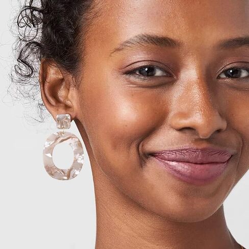 Fashion Oval Acrylic Dangle Statement Earrings for Women Girls Geometrical Dangling Drop Large Studs Earring Boho Jewelry Gifts Summer Beach Party in Saudi Arabia