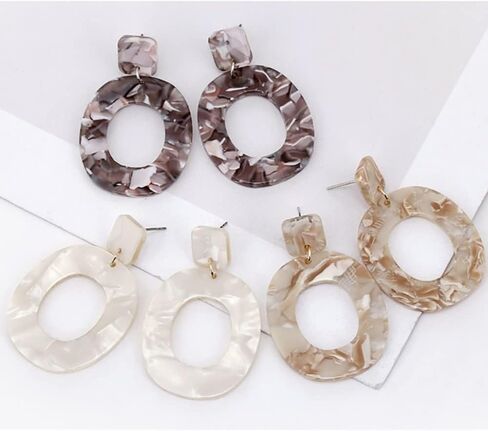 Fashion Oval Acrylic Dangle Statement Earrings for Women Girls Geometrical Dangling Drop Large Studs Earring Boho Jewelry Gifts Summer Beach Party in Saudi Arabia