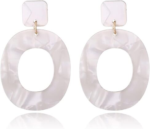 Fashion Oval Acrylic Dangle Statement Earrings for Women Girls Geometrical Dangling Drop Large Studs Earring Boho Jewelry Gifts Summer Beach Party in Saudi Arabia