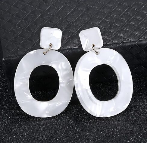 Fashion Oval Acrylic Dangle Statement Earrings for Women Girls Geometrical Dangling Drop Large Studs Earring Boho Jewelry Gifts Summer Beach Party in Saudi Arabia