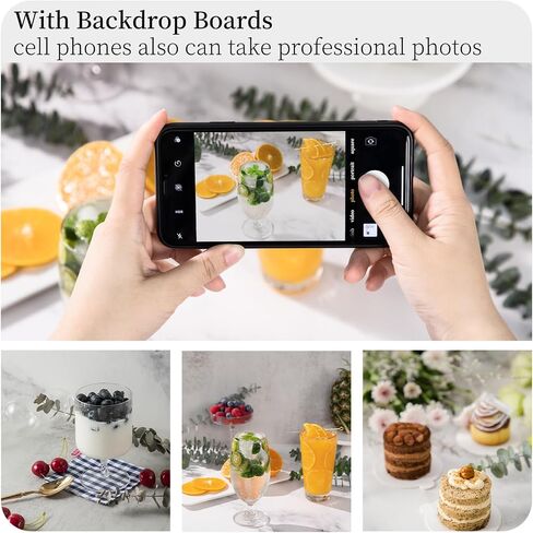 2 Pack Backdrop Boards for Photo | 24 x 24 Inches | Replica Surface | Food Photography Background | Marble & Cement | 4 Brackets in Saudi Arabia