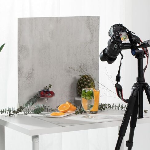 2 Pack Backdrop Boards for Photo | 24 x 24 Inches | Replica Surface | Food Photography Background | Marble & Cement | 4 Brackets in Saudi Arabia