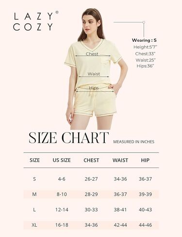 LazyCozy Women's Pajama Set Short Sleeve Shirt and Shorts Sleepwear Summer Pjs, Viscose Made from Bamboo in Saudi Arabia