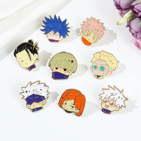 Jujutsu Pins 8pcs Kaisen Anime jjk Figure Brooch Cosplay Pin Gift for Fans in Saudi Arabia