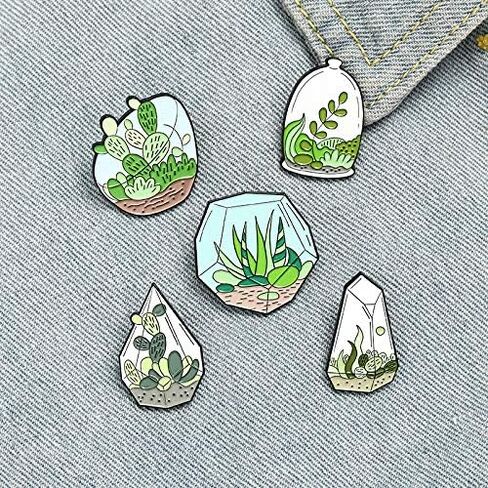 5 صور الألوة الكافور الصبار بروش دبوس مجموعات النباتات النضرة المينا بروش دبابيس الأزياء التلبيب دبابيس ملحق لحقائب الظهر شارات القبعات أكياس للنساء الفتيات الاطفال هدية in Kuwait