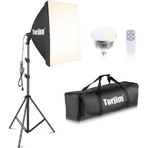 Torjim Softbox Lighting Kit, 27" x 27" Professional Photography Lighting Kit with 85W 3000-7500K E26 LED Bulbs, Continuous Lighting System Kit for Portrait, Product, Video Recording & Photography