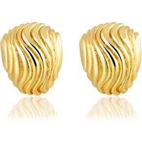 أقراط ذهبية مكتنزة للنساء العصرية، أقراط مموجة مضادة للحساسية، هدية مجوهرات عصرية للنساء والفتيات in Kuwait