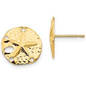 The Black Bow 11mm Sand Dollar Post Earrings in 14k Yellow Gold
