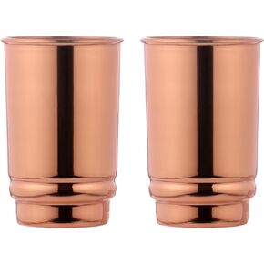 Pure Copper Tumblers Set of 2, UNLINED, UNCOATED and LACQUER Free | 350 Ml. (11.8 US Fl Oz) Traveller's Copper Cups for Ayurveda Health Benefits