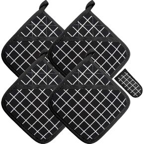 Heat Resistant Potholders Hot Pads-6 Kitchen Pot Holders Set with 2 Pan Hot Handle Holders Trivet for Cooking and Baking,with Recycled Infill Terrycloth Lining(Grey,8 Piece)