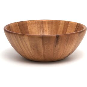 Lipper International Acacia Round Flair Serving Bowl for Fruits or Salads, Large, 12" Diameter x 4.5" Height, Single Bowl
