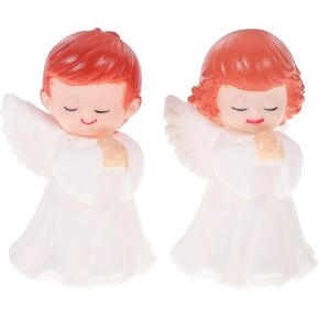 NUOBESTY Resin Cake Topper Angels Figurines Statue Ornament Resin Crafts Cake Decor for Birthday Wedding Table Decor 2 Pcs (Boy and Girl)