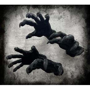 MunnyGrubbers - Creepy Reaching Wall Hands - (4 Pack - Matching Left Right - Screws Included) - Spooky Halloween Wall Decoration Decor Mount Display - Collectible Plastic Figurine - (Set A)