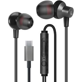 MAS CARNEY [عبوتان] سماعات أذن USB رقمية من النوع C TI3، سماعات أذن USB C، سماعات أذن داخل الأذن عازلة للضوضاء صوت نقي وصوت جهير قوي لجهاز موسيقى USB-C من النوع C - أسود/أبيض