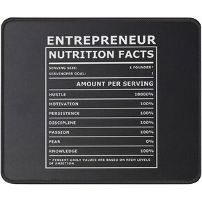 Entrepreneur Nutritional Fact Mouse Pad - Hustle CEO Boss Business Owner Gifts for Men Women - Inspirational and Motivation Mouse Mat 9.5 Inch