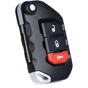 Flip Key Fob Remote for Jeep Wrangler 2018-2022 Gladiator 2019-2022 FCC ID: OHT1130261 P/N: 68416782AA 3Buttons 433MHZ