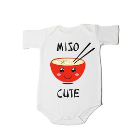 Miso Cute Onesie Sushi Onesie Cute Baby Hipster Funny Saying Foodie Onesie Baby Shower Gift Coming Home Onesie (0-6 Months, Black Miso Cute Print-Long Sleeve Romper)