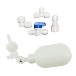 Water Filter PVC Mini Float Valve, Tank Mount, Adjustable Arm, for tubing OD 1/4" or 3/8" Used for RO System Refrigerator ice Maker Coffee Machine Fish Aquarium. (1/4“ Quick connector)